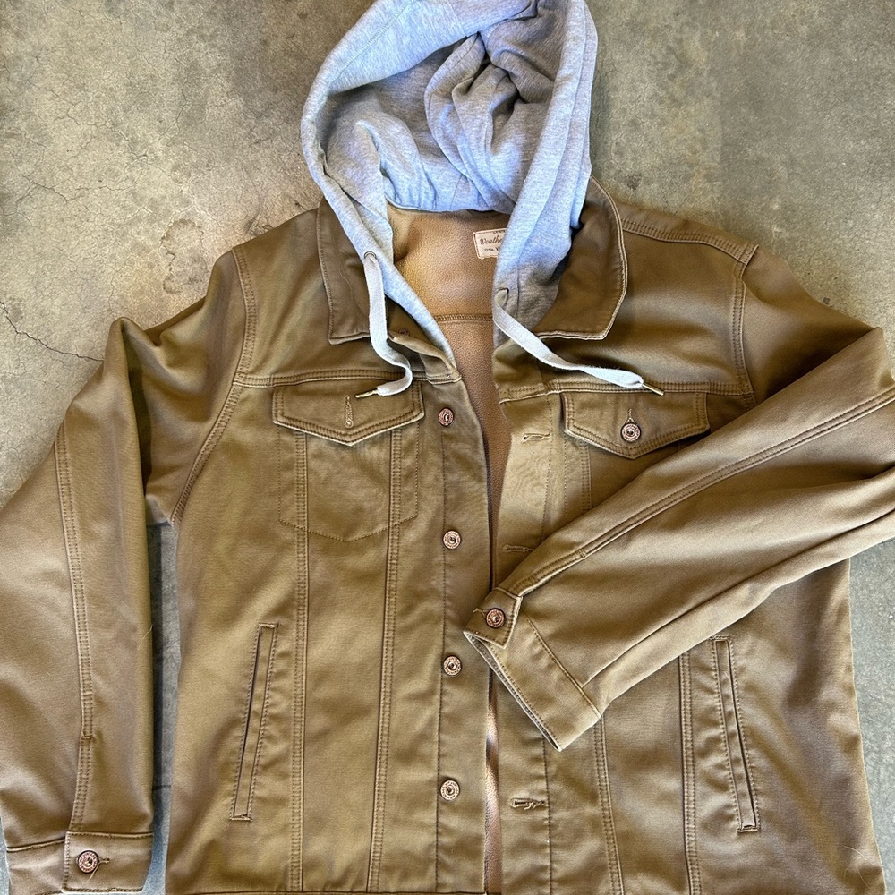 Weatherproof Vintage Tan Canvas Work Jacket with Hood NWOT